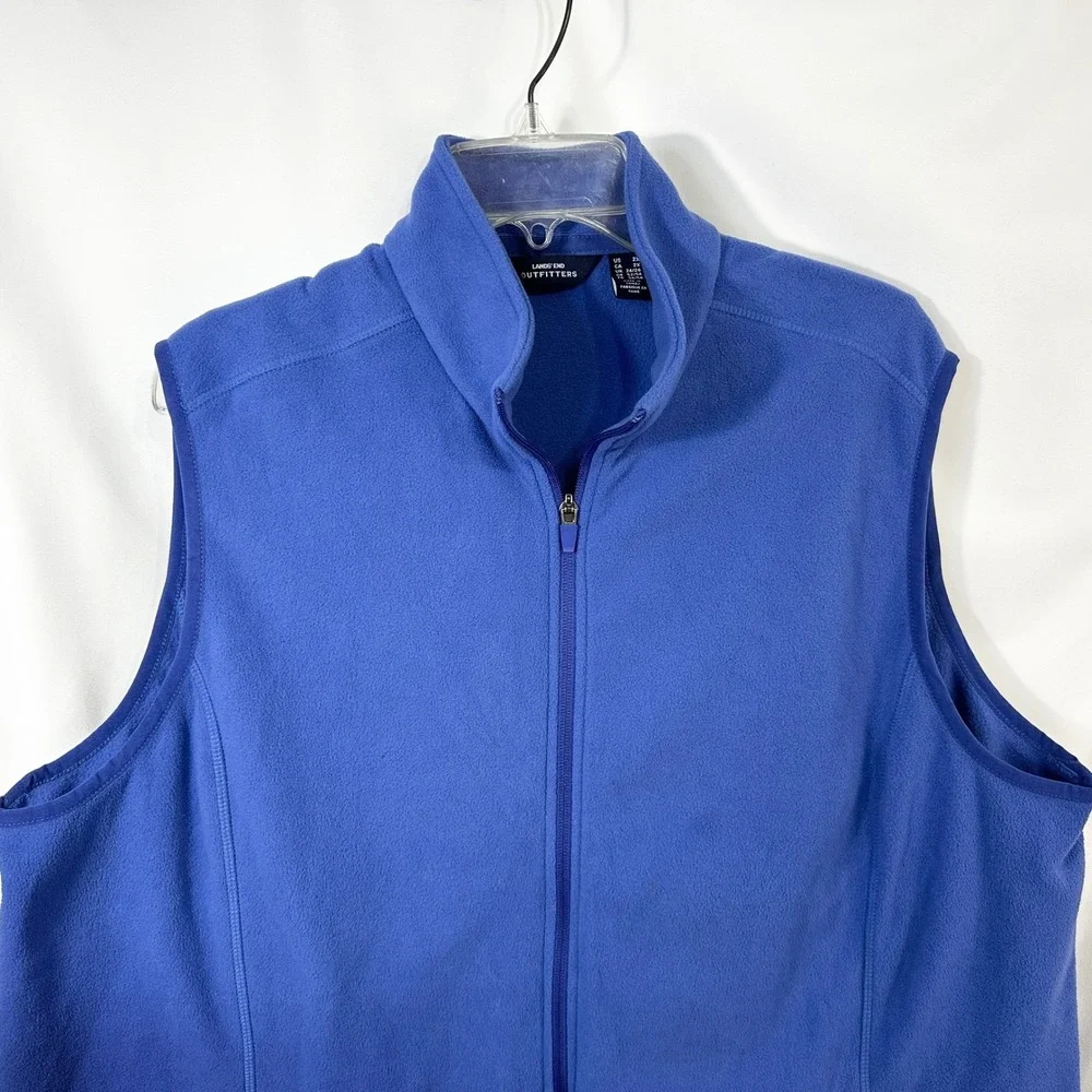 Lands' End Plus Size 2X Fleece Vest Blue Full Zip Sleeveless Winter‎ Outdoor 263
